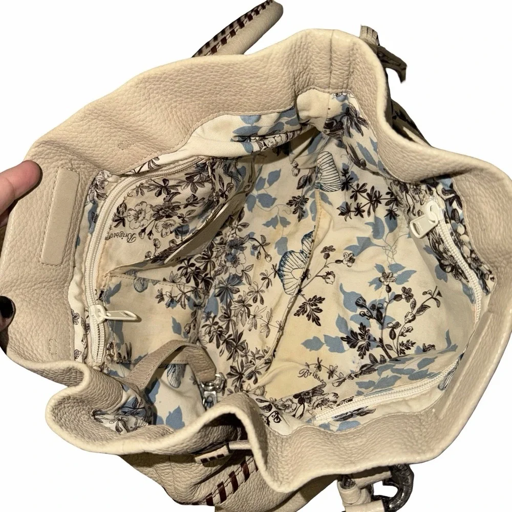 Brighton Beige‎ Pebbled Leather Hobo Shoulder Handbag Purse Bag